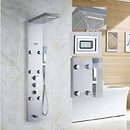 Gowe thermostatique Panneau de colonne de douche jets de massage Baignoire robinet W/Pommeau de douche Pulvérisateur