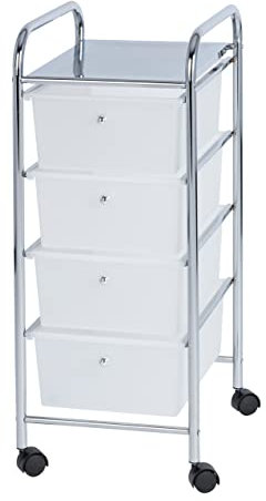 WENKO Carrello per il bagno e la casa Messina - con rotelle, 4 cassetti, Acciaio, 33 x 80.5 x 39 cm, Cromo