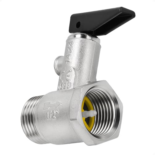 HYDROBIL Soupape de Décharge de Pression de Sécurité de Chaudière de Qualité Supérieure pour Chauffe-eau Température Max : +100 °C Pression Max : 8 Bar 2x1/2 Filetage Laiton Nickelé