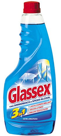 Glassex Recharge nettoyant pour vitres avec ammoniaque – 6 pièces de 500 ml [3 l]