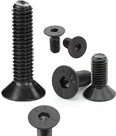 Fujiyuan 20 Stück M5 x 25 mm Innensechskant-Schrauben mit flachem Kopf aus Karbonstahl