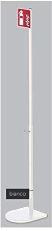 Kitpole - Piantana Porta Estintore colore bianco 9010, base flat completa di ASTA e CARTELLO