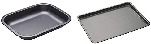 MasterClass Non-Stick Roasting Tin, 27 x 21 cm (10.5 x 8.5) & Non-Stick Baking Tray, 35 x 25 cm (14 x 10)