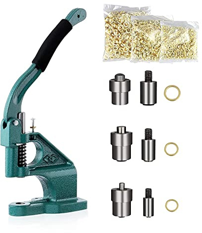 Ojal Punch Machine, máquina Manual a presión, 1pc Máquina de Ojal de la de Prensa Manual de la Mano con 3 Troqueles y 900 Piezas de Pendientes 6/10/12 mm, presione el Kit de Set