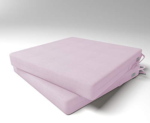 Market-Alley Stuhlkissen Sitzkissen mit Bänder für Gartenstuhl, Küche oder Esszimmerstuhl Stuhlauflage (108 Rosa 40x40x4cm - 2er Set)