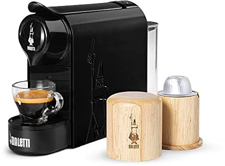 Bialetti Gioia, Macchina da Caffè Espresso per Capsule in Alluminio sistema Caffè d'Italia, Supercompatta, Nero + Apri Capsule, Compatibile con Capsule Alluminio