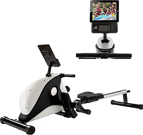 ZWJABYY MáQuina De Remo con Resistencia MagnéTica De 8 Niveles,Maquina De Remo para Casa,Plegable Profesional Maquina Remo Fitness,Pantalla LCD,Aparatos Remo,Peso MáXimo 120Kg.