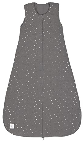 LÄSSIG Baby Ganzjahres Schlafsack ohne Ärmel unisex/Sleeping Bag Interlock Spots anthracite, Größe 62/68 3-6 Monate