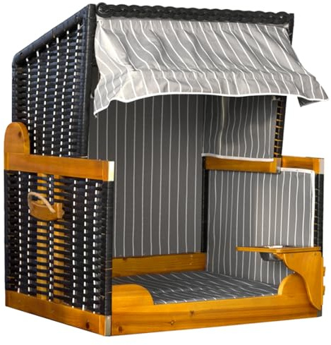 deVries Hundestrandkorb - inkl. schwenkbarem Napf - Maritimer Look