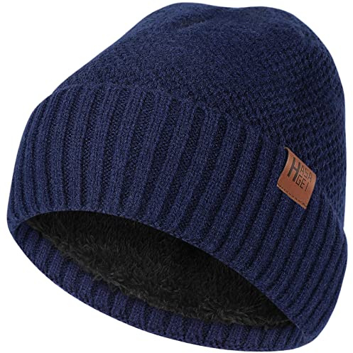 HASAGEI Strickmütze Herren Damen, Beanie Mütze Damen, Thermo Atmungsaktiv Winter Mütze, Weiches Fleecefutter Warm Wintermütze Unisex Cuffed Beanie Hats