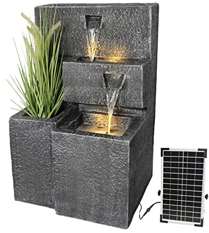 Solar Gartenbrunnen Grada bepflanzbar mit LED Beleuchtung Springbrunnen Akku Funktion Balkonbrunnen Terrassenbrunnen