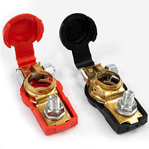 Quick Release Battery Terminal Connectors, Negative and Positive Copper Battery Disconnect clamps For Boat Truck Car Van