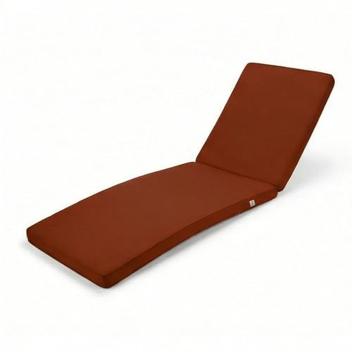 Déco Arts Coussin Bain de Soleil - Coussins Rectangulaires pour Chaise Longue - Coussin Déhoussable avec Traitement imperméable et Poignées de Transport - Certifié Oeko-TEX - 185x60x5 cm, Terracotta