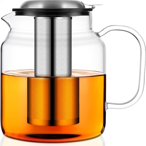 Aquach 68oz Glass Teapot with Stainless Steel Removable Infuser, Stovetop & Dishwasher Safe, Perfect for Brewing Loose Leaf Tea