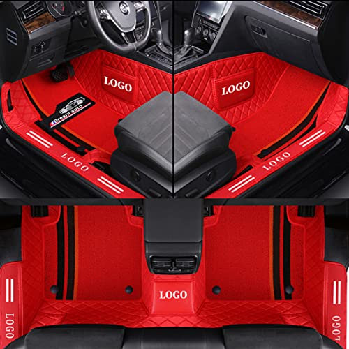 Benutzerdefinierte Doppelschicht Auto Fußmatten für 95% Autos Teppich Matten, Auto-Fußmatten Allwetter wasserdicht und rutschfest(Rot + Rot)