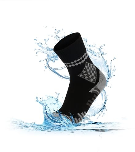 RANDY SUN Wasserdichte Socken Herren Damen, Wasserfeste socken Atmungsaktiv Kältebeständig, Outdoor Wassersport Fahrrad Wandern Trail Rudern Skifahren Radfahren Wandern Golf, 1 Paar