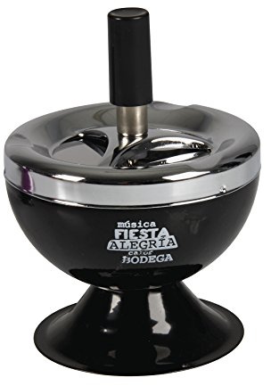 Cenicero giratorio con botón pulsador, color negro