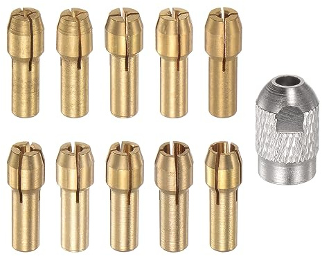sourcing map 11uds 0,5-3,2mm M8 Latón Taladro Mandriles 4,2mm Vástago D | Pinza Mini Eléctrico Amoladora Rápido Cambiar Taladro Portataladros taladros Juegos
