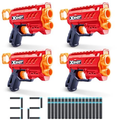 XShot Excel, Micro 2.0, (4 Blasters), 32 Darts Included, Easy Reload, Air Pocket Dart Technology, Toy Foam Blaster for Kids, Teens and Adults, Brown Box, (4 Blasters, Micro 2.0)