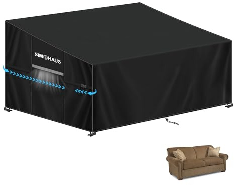 SIMPHAUS Soffa Pallöverdrag Trädgårdsbänkskydd 2-sits vattentätt överdrag för pallsoffor externt vindtätt UV-skydd 420D Oxford-tyg 135x85x81/61 cm