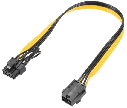 Sourcing Map Cable adaptador de alimentación PCIe - 6 pines hembra a 8 pines (6+2) macho PCI Express GPU fuente de alimentación - 320 mm para tarjeta gráfica