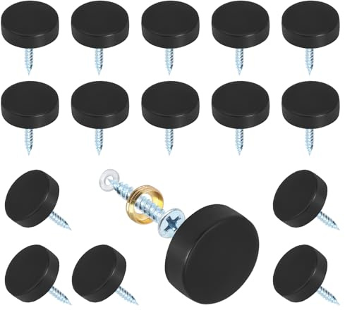 Coufce 20 PCS Screw Covers Caps, 16mm/0.64 Dia Decorative Mirror Screws Cap Nails, Stainless Steel Sign Holder Advertising Nails Fasteners Cover Nails(Black)