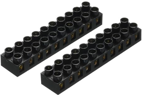 sourcing map Terminal Block 10 Positions 500V 60A Dual Row Screw Terminal Strip Blocks Terminals Barrier Strip Wire Connector for Household Appliances, Power Distribution Cabinets 2Pcs