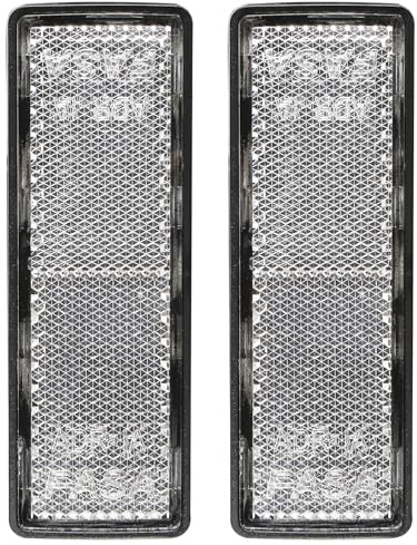 AGRISHOP 2x Rechteckige Reflektoren zum Kleben Weiß Eckige Reflektoren Selbstklebend Katzenauge Anhänger Reflektor für Zaun Wohnwagen Traktor