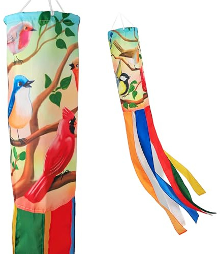 Madrona Brands Singing Birds Windsock 48 Inch | Durable Outdoor Decorative Hanging Wind Sock for Outside | Yard, Garden, Patio