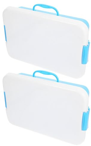 Toyvian Portable Sand Tray with Lid 2pcs Sandbox Sensory Bin Sensory Tray Fill with Water, Sand, Plastic Sand Box with Handle for Indoor Outdoor Sensory Activities Play Blue