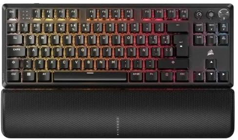 Corsair K70 Core TKL Wireless RGB Teclado Mecánico Tenkeyless para Juegos – Interruptores Lineales MLX Red v2 Prelubricados, SOCD, Amortiguación Acústica, Tapas de ABS, QWERTY ES – Negro