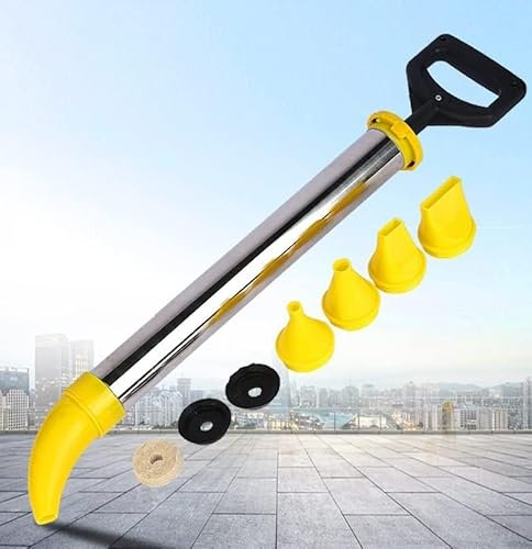 INREPRO Pistola de Calafateo de Cemento Acero inoxidable Bomba de Cemento Pistola para Mortero Pistola de Enlechado para Cemento para Pulverizador con 5 boquillas (Amarillo)