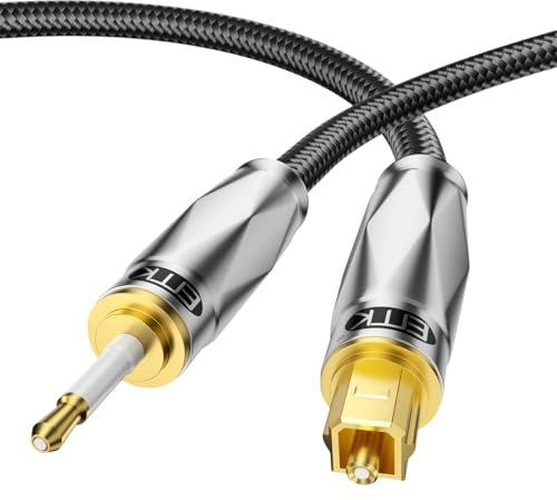 EMK Toslink to Mini Toslink Optical Audio Cable 24K Gold-Plated Digital S/PDIF Fiber Optic Cables for Home Theater,Sound Bar,TVs,Amplifiers,Hi-Fi Systems (3 metres)