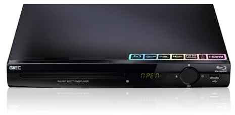 GIEC G2805 1080P Blu-ray DVD Player for TV/Projector, Region A Blu-ray, All DVDs, HDMI, CVBS, Audio L/R, Coaxial Output