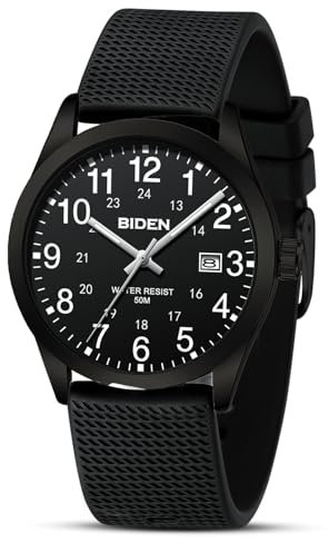 LN LENQIN Orologio Uomo Orologio Analogico al Quarzo da Uomo Impermeabile Casual d'affari di Moda Luminoso Orologio da Polso con Data e Cinturino in Silicone (All Black)