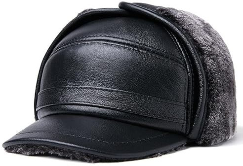 LVUNZJCA Herren-Lederhut Herren verdickende Outdoor-Baumwollkappe Thunderbolt Cap für Laufen, Wandern im Freien(XXL)