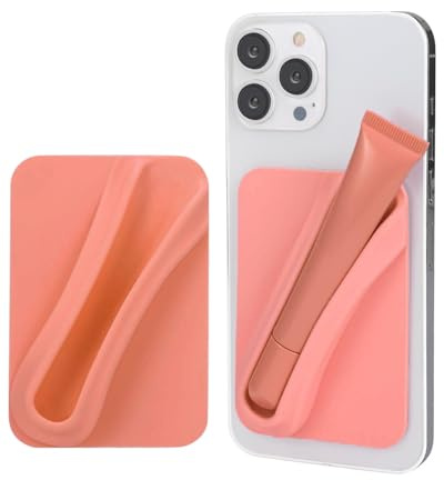 MOPZIJA Lipgloss-Schutzhülle für Handy, lipgloss handyhülle，handyhülle lipgloss halter，seidiges Silikon, Lippenhalter, zum Aufkleben, kompatibel mit iPhone, Samsung, Galaxy, Smartphones（orange Farbe）
