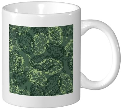 YXDVPALNE Vintage Beer Hops Leaves, Ceramic Cup Ceramics Mug Tea Cup Coffee Mugs 330 ml