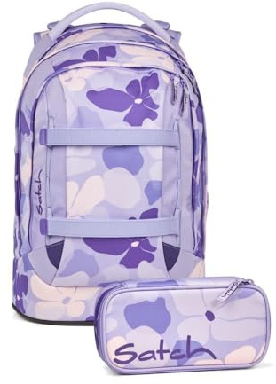 satch pack skolryggsäck set 2 delar inklusive förvaringslåda, Lilac Blossom, One size