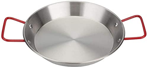 ZHZXBDGQ Padella per paella in acciaio inox, per spaghetti, pasta, paella, per ristorante, uso quotidiano, padella per paella, antiaderente, in acciaio inox, colore argento, 28 x 24,5 cm