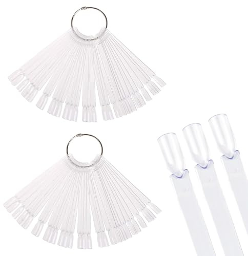 100 Stück Nägel Zubehör,Übungshand Für Nageldesign,Nail Art Tips Ring Stick,Transparent Farbe Karte Platten Nagellack Display Ring Sticks,Nagelmuster Sticks Für Display Und Praxis Diy Nail Art