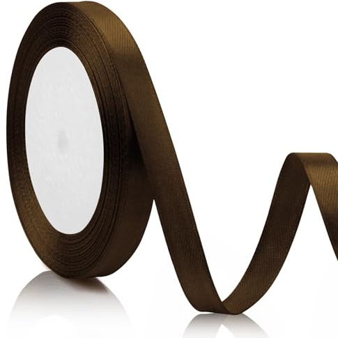 Braunes Satinband, 25 Meter, 1 Cm, Schönes Geschenkband Für Herbstdekoration, Ideal Für Naturanlässe Und Thanksgiving, Großartig Für Veranstaltungen Im Freien
