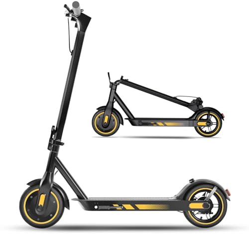 Scooter EléCtrico De Alta Potencia De 500w, Neumático 25,4cm, upp till 25 Km/H, Autonomía 35KM, System De Frenado De Doble Tambor, Scooter Foldable para Adults, Max belastning 120kg(Amarillo)
