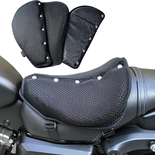 AriKroii Motorcycle Seat Cushion,3D-Honeycomb Structure,Double Opening Structure Sunscreen,5-layer Protection,Shock Absorption and Breathable,Moped Seat Suitable for Long Rides