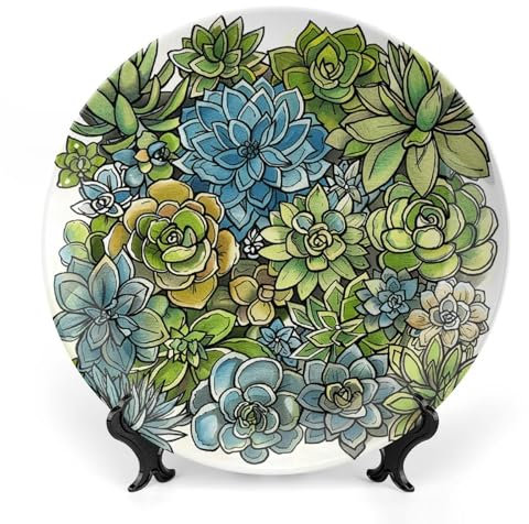 Grandes assiettes décoratives en porcelaine anglaise verte de 25,4 cm pour présentation - Assiette désert en céramique avec support de présentation - Assiette en porcelaine personnalisée pour cuisine
