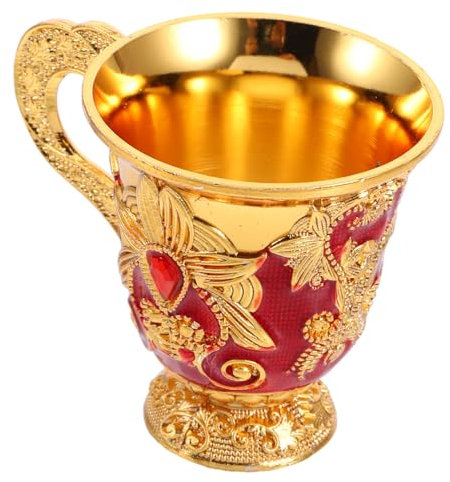 Ciieeo Copa De Metal Vintage con Relieve para Degustación De Licores Taza Ceremonial De Estilo Mini Cáliz para Whisky y Vino Resistente Caídas y Elegante Diseño Refinado