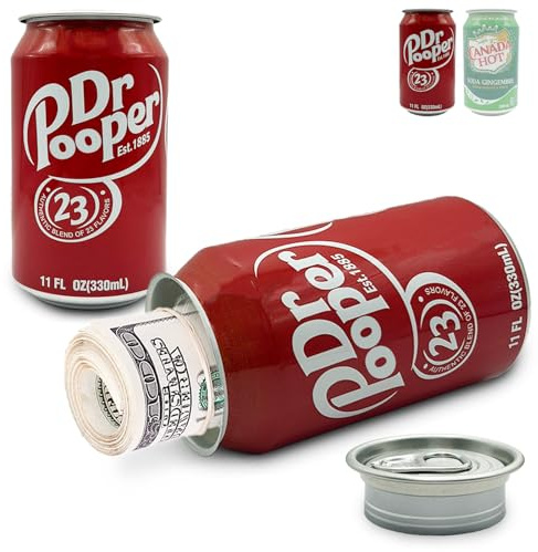 Pooper Soda Can Diversion Safe – Realistic Hidden Safe Stash for Cash, Jewelry, Keys & Small Valuables – Secret Storage Can for Home, Travel, Office, Dorm – Looks Like Real Soda Pop Can