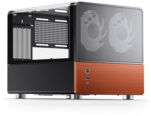 Jonsbo NV12 Case PC Mini-Tower Micro-ATX con vetro temperato, frontale in legno e ventole preinstallate – nero