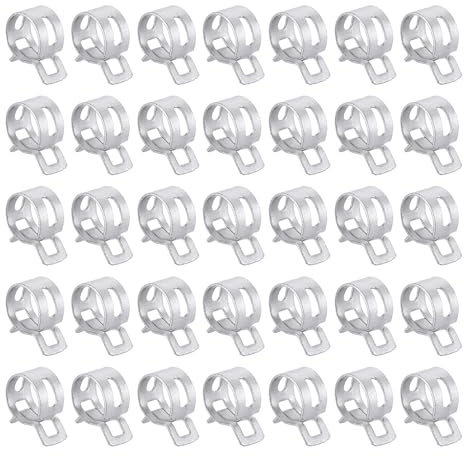 sourcing map 50pcs Spring Band Type Hose Clamps 12mm Fuel Line Hose Spring Clip Silicone Vacuum Hose Pipe Clamp Low Pressure Tube Clip Fastener, Silver