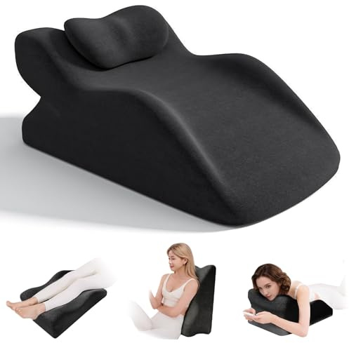 Jellybibo Cojín Cuña para Cama y Sofá – Cojín Venoso con Espuma Viscoelástica, Elevación Ergonómica para Piernas y Espalda, Cojín de Lectura Multifunción, Lavable, Gris